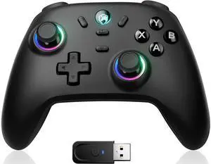 ECHTPower Wireless PC Gaming Controller - Hall Effect Joystick, 2.4G & Wired 1000Hz Polling Rate, 800mAh Battery, Adjustable Turbo/Vibration - for PC/Switch/iOS/Android
