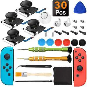 IIWEY Joycon Joystick Replacement 4 Pack for Fix Drift Nintendo Switch Joy-Con Controller & Switch Lite Joystick Replacement Left/Right Analog Thumb Stick, Metal Latch, Include Y1.5 Screwdrivers