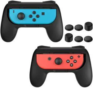 FASTSNAIL Grips Compatible with Nintendo Switch for Joy Con & OLED Model for Joycon, Wear-Resistant Handle Kit Compatible with Joy Cons Controllers for NS NES Consoles 2 Pack (Black)