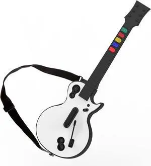 DOYO Guitar Hero Controller for PC and PS3 - Wireless for Guitar Hero 3/4/5 and Rock Band 1/2 Games - With Straps & Wireless Dongle, White/5 Keys