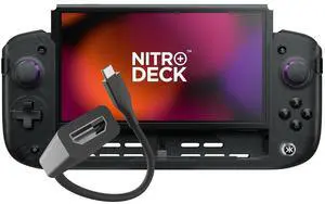 CRKD Nitro Deck+ with HDMI Adapter - Handheld Pro Controller for Nintendo Switch & OLED Model - TV Dockable - Programmable Sidekicks & Back Buttons - True Collection System (Clear Black Edition)