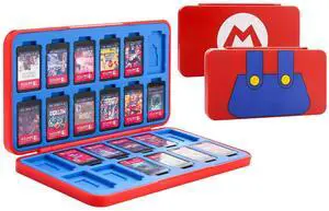 GLDRAM Game Card Case for Nintendo Switch 2/NS/Lite/OLED Card, Soft Lining Game Case Storage with 24 Game Slots & 24 Micro SD Card Slots, Portable Game Cartridge Holder with Magnetic Closure for Mario