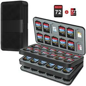 game card case for Nintendo Switch Game Card, Switch Game case with 72 Game Card Slots and 72 Micro SD Card Slots. (Black)