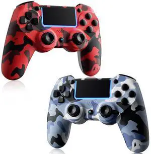 KDYGPDCT 2 Pack Wireless Controller for PS4/Pro/PS3,Wireless Remote Gamepad with 1000mAh Battery | Double Shock | Audio | 6-Axis Motion Sensor | Share Button (Red + Blue)