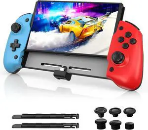 NexiGo Hall Effect Gripcon (No Drift, No Deadzone) with Hall Sensing Joystick for Nintendo Switch/Switch OLED, Ergonomic Handheld Mode, 6-Axis Gyro, Mapping Function, Classic