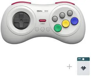 8Bitdo M30 Wireless Bluetooth Controller Retro Gamepad for Switch, PC Windows, MacOS, Android, Raspberry Pi with Sega Genesis & Sega Mega Drive Style (White)
