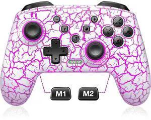 Switch Controller, Gammeefy Wireless Switch Pro Controller for Nintendo Switch/Switch 2/Lite/OLED, 9 Color Adjustable LED Switch Remote Compatible with Windows PC/Android/IOS with Programmable (White)