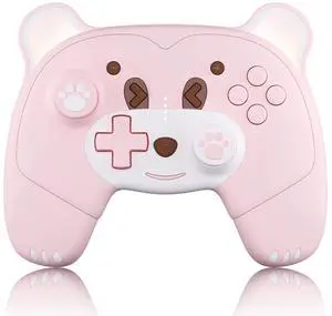 Mytrix Pink Wireless Controller Compatible with Nintendo Switch/Switch Lite, Cute Pro Controller with Macro, Wake-Up, Turbo, Motion, Vibration, Ergonomic Breathing Light, Gift for Gamer Girls Boys