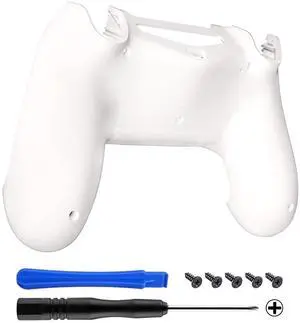 eXtremeRate White Game Improvement Replacement Parts Back Housing Cover, Custom Bottom Shell Compatible with ps4 Controller JDM-040, JDM-050 and JDM-055