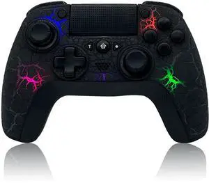 TJPD Wireless Game Controller with 2 Programmable Back Buttons, Compatible with PS4/PS3/iOS13.4+/PC/Android, Game Controller Remote with Turbo/Gyro/HD Dual Vibration/LED Indicator (Black)