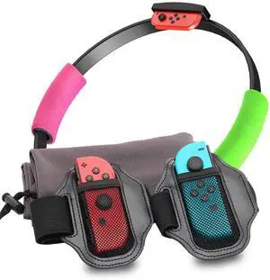 ECHZOVE Leg Strap for Nintendo Switch Sports,Accessories for Nintendo Switch Ring Fit Adventure, 2 Leg Straps for Switch Ring Fit Adventure and 2 Grips for Ring con and 1 Storage Bag for Ring Con