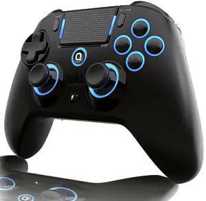 QRD Spark N5 Wireless Controller for PS4 Pro Slim PS3 PS2 Steam Deck PC Windows Mac TV Box, Halleffect Gamepad Joystick with 3.5mm Audio Port+Speaker+Mic, Macro N1+N2, Turbo Speed Up