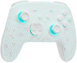 FUNLAB Switch Pro Controller Wireless White Compatible with Nintendo Switch 2/OLED/Lite, Firefly Bluetooth Remote Gamepad with Hall Effect Joysticks/RGB 7 LED Colors/Paddle/Turbo/Motion Control