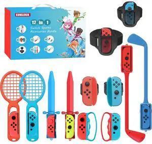 KUNSLUCK Switch Sports Accessories Bundle for Nintendo Switch Sports, 12 in 1 Nintendo Switch Sports Family Accessories Kit Compatible with Switch/Switch OLED
