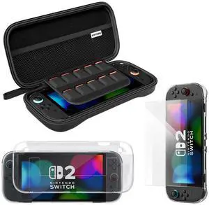 ECHTPower Accessories Bundle for Nintendo Switch 2, Switch 2 Carrying Case, Silicone Protective Cover, 2 Piece HD Screen Protector, Durable , Lightweight and Large Capacity, Accessories for Switch 2