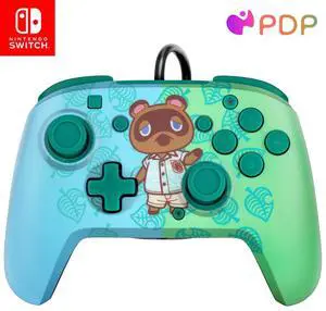 PDP REMATCH Enhanced Wired Nintendo Switch Pro Controller, Switch Lite/OLED Compatible (Animal Crossing Tom Nook - Blue/Green)