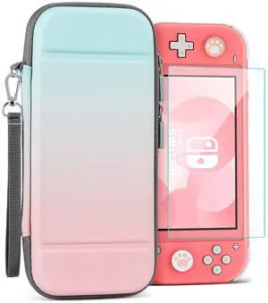 TNP Carrying Case for Nintendo Switch Lite, Pink Blue - Kawaii Cute Portable Travel Case, Protective Storage Carry Bag for Girls with Screen Protector, 10 Game Cartridge Holder
