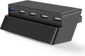 TNP 5 Port USB Hub for PS4 Slim Edition - USB 3.0/2.0 High Speed Extender Adapter Accessories Expansion Hub Connector Splitter Expander for PlayStation 4 Slim Gaming Console (for PS4 Slim ONLY)