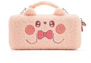 GeekShare Pink Bunny Plush Bag Carry Case Compatible with Switch/OLED - Portable Slim Travel Carrying Case with Removable Handle Fit Switch Console & Game Accessories