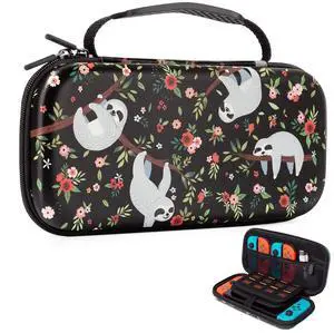 Vimorco Nintendo Switch OLED Case, Nintendo Switch Case, Carry Cases for Nintendo Switch, Switch Travel Cover for Girls Boys with 16 Game Card Slots, Hard Shell for Console Games & Joy-Con, Sloth