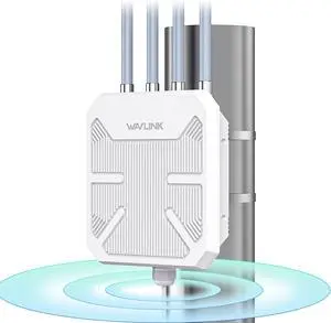 WAVLINK AX1800 Outdoor WiFi 6 Extender, IP67 Weatherproof Outdoor Access Point, High Power Long Range WiFi Extender Signal Booster, 4x8dBi Antennas, Compatible Starlink for Farm, Yard, RV, Campsite