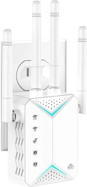 WiFi Extender Signal Booster,WiFi Extender, 5G WiFi Booster with 1200Mbps Dual Band(Up to 12880sq. ft for 108+ Devices), WiFi Repeater with 4 Antennas 360° Coverage, WPS 1-Tap Setup & Ethernet Port