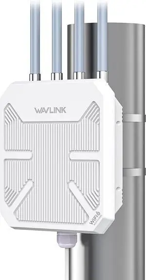 WAVLINK Outdoor WiFi 6 Wireless Access Point, AX1800 WiFi 6 Extender Long Range, Support Active PoE, 4x8dBi Antennas,Work with Starlink/Repeater/Router,IP67,Up to 128 Devices for Farm,Yard,RV,Campsite