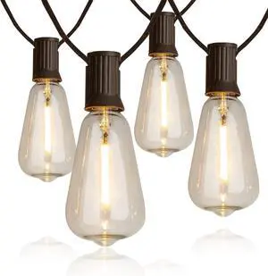 Vanthylit Outdoor String Lights, 15 FT Patio String Lights with LED Filament Bulb Waterproof Lights Retro Vintage Edison Bulbs for Backyard Patio Bistro Party Garden Connectable
