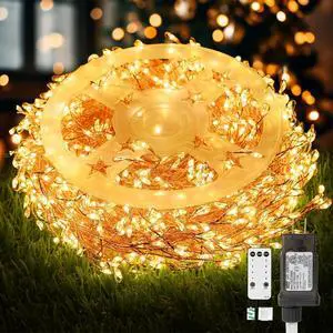 Dailyart Fairy Lights Plug in, 1000 Led Fairy Lights with Remote 75Ft Super Long Warm with Timer Small Twinkle Light Waterproof String Light for Bedroom Outdoor Indoor,Gold Wire