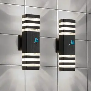 2-Pack Dusk-to-Dawn Exterior Wall Light Fixtures  3-Layer, 14W, 1200 LM Warm White 3000K  IP65 Waterproof Aluminum Modern Outdoor Lights for House, Porch, Hallway, Patio, and Garage