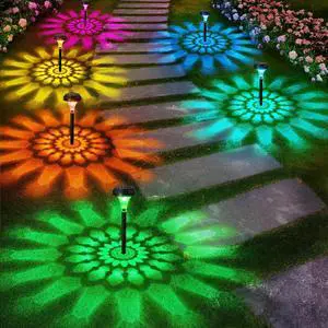 Solar Pathway Lights Outdoor, 6 Pack RGB Color Changing+Warm White LED Path Light IP67 Waterproof, Solar Powered Lights for Walkway Driveway Garden Yard Backyard Lawn Landscape Lighting Decorative