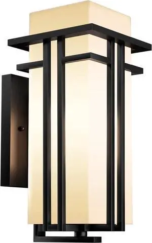 Outdoor Lighting Fixtures Wall Mount, Outdoor Wall Lights Modern with Frosted Glass, Aluminum Exterior Light for House Outdoor Wall Lantern for Garage Porch Carriage Patio (12.2''H, 1 pc)
