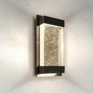 ASD LED 12 Inch Bubble Glass Wall Light Fixture | 22W 500LM 3000K-5000K 120V | 3CCT, Waterproof, Dimmable, Up-Down Glow, ETL Listed | Exterior Flush Mount Sconce, Outdoor-Indoor Lighting | Black