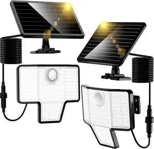 Kasonic Solar Outdoor Motion Sensor Lights, 6500K Super Bright, 2000LM Security Lights With 3 Modes, IP65 Waterproof Flood Lights for Garage, Yard, Patio, Fence - 2 Pack