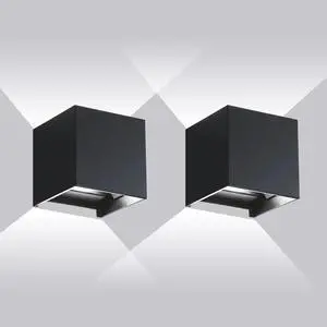 20W Outdoor Wall Light, Modern Waterproof 6500K Porch Light, Adjustable Up & Down Beam, 2 Pack - YY-BD-020