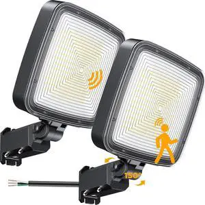 150W 2 Pack Motion Sensor Flood Light Outdoor, 20000LM Parking Lot Light with Dusk to Dawn Photocell, LED Barn Light 150° Adjustable Security Lights, 6500K for Garage Yard Farmhouse
