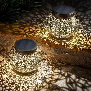 LeiDrail Solar Lanterns Outdoor Waterproof, Birthday Gifts for Women Mom Grandma, Metal Hanging Solar Lights, Garden Decor for Patio, Porch, Yard, Backyard, Camp, 2 Pack