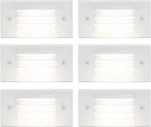 GKOLED Low Voltage Outdoor Step Lights 12V 3W Stair Lighting with Horizontal Louvered Faceplate, Surface Mount Suitable for Steps Decks Pathway Yard Fences, 2700K, Waterproof, UL Listed, 6 Pack