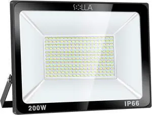 SOLLA 200W LED Flood Light Outdoor, 20000lm Super Bright Security Light, 1060W Equivalent, 6000K Daylight White, IP66 Waterproof Outside Floodlights, LED Exterior Light for Garage, Garden, Yard