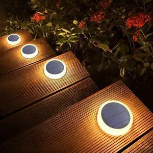Lacasa Solar Deck Lights, 4 Pack 30LM Outdoor Solar Powered Step Lights, LED Dock Lights Warm White 2700K Light up All Night IP68 Waterproof Auto ON/Off for Garden Stairs Driveway Pathway Lighting
