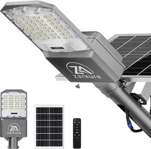 9500W Solar Street Lights Outdoor, 40000mAh IP67 Waterproof Solar Security Flood Lights 7000K 450000LM Super Bright LED Beads Commercial Parking Light with Remote Control for Street, Court, Barn-Gray