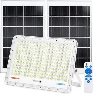 TINSUM 500W Solar Led Flood Lights Outdoor, 28000 Lumens Solar Security Street Lights Dusk to Dawn 1920LED with Remote White Led for Parking Lot,Stadium,Yard,Swimming Pool, Pathway,Flag Pole