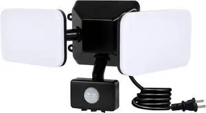Haian Support Waterproof Plug-in Motion Sensor Light Outdoor - 20W 5000k(Daylight) 1800LM - Dual-Headed LED Security Light for Garage - Wall Mounted Pathway Lighting - Black