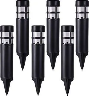 SUNWIND Solar Garden Lights Outdoor LED Bollard Solar Powered Path Lighting for Patio Pathway Backyard Lawn Landscaping (Black-6 Pack)