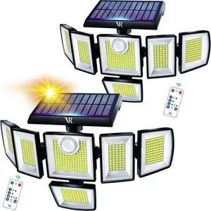 Solar Motion Sensor Flood Lights Outdoor - 496LEDs 3500LM 3 Lighting Modes 3 Levels Brightness, 6 Heads 360° Illumination, IP65 Solar Security Lights,for Porch Yard Patio Garage(2 Packs)