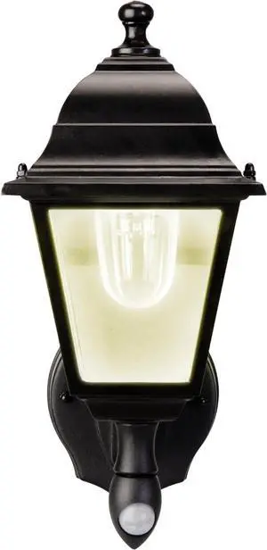 Maxsa 43319 Premium Battery-Powered Motion-Activated Decorative Outdoor Warm White LED Wall Sconce Lighting Fixture, Metal Housing, Black