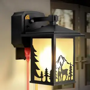 Porch Lights with GFCI Outlet, Dusk to Dawn Outdoor Light with Outlet, 3 Lighting Modes Wall Light Fixtures, Waterproof Aluminum Exterior Wall Lanterns Mount Sconces Outside for House Garage