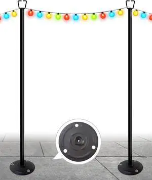 Queension 10FT Ground Base String Light Poles for Outdoor String Lights for Garden, Backyard, Patio Lighting Stand for Parties, Bistro & Weddings, 2 Pack