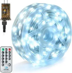 Joiedomi 1200 LED Christmas String Lights Outdoor,394 FT Cool White Fairy Light with Remote 8 Modes Timer, Plug in PVC Clear Wire Lighting Decor with Reel for Indoor Dorm Classroom Bedroom Holiday