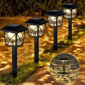 Large Rotating Solar Lights Outdoor Waterproof 2 Modes Twinkling Decorative Lights for Garden Yard Pathway Walkway Decorations Landscape Lighting. (Set of 4)